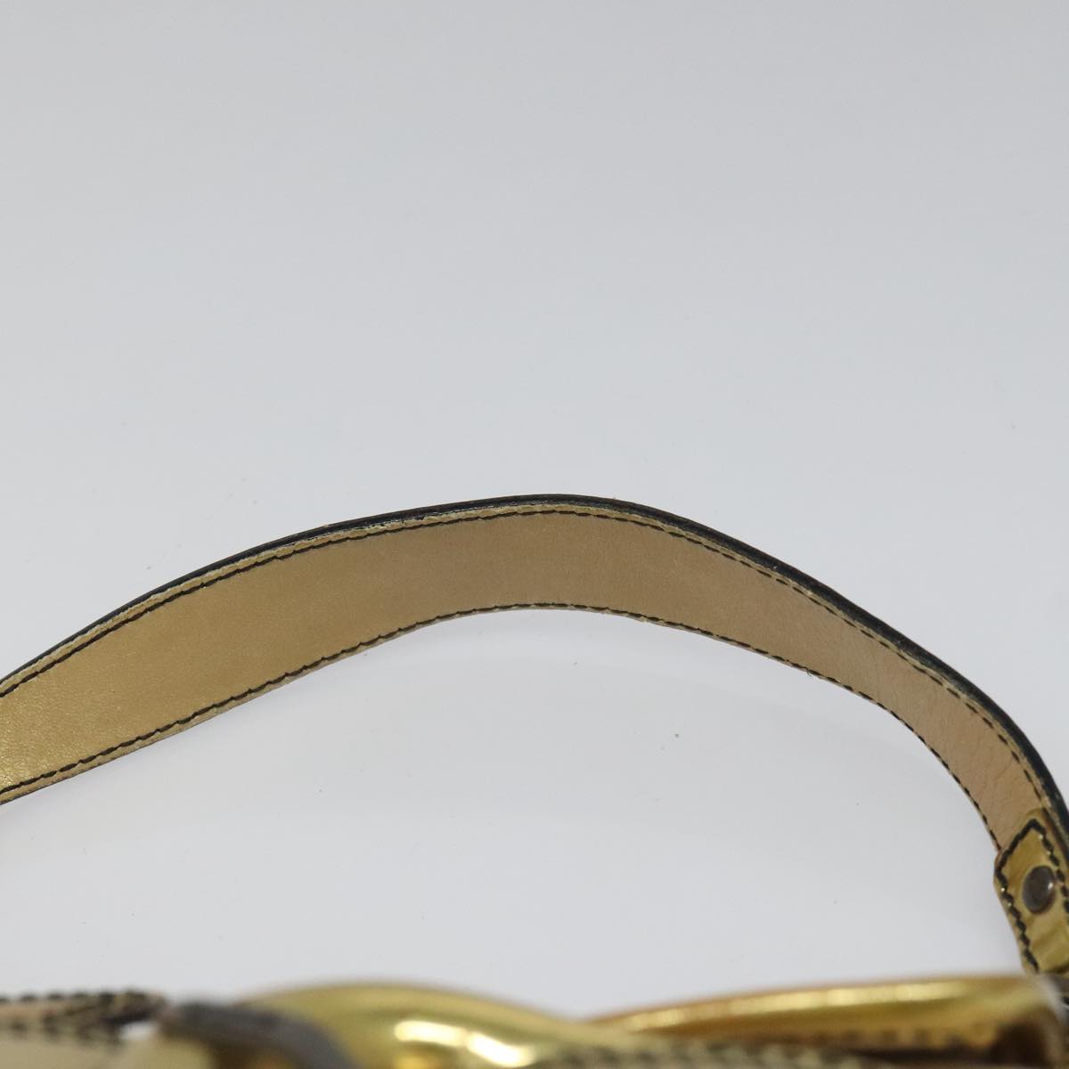 Fendi Chain Baguette Patent, Beige, Canvas, Shoulder Bag