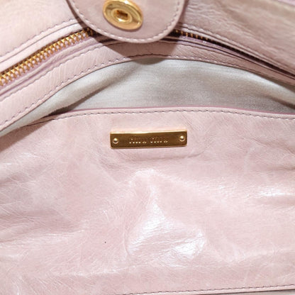 Miu Miu Vitello Lux Ring Satchel Leather, Pink, Leather, Handbag