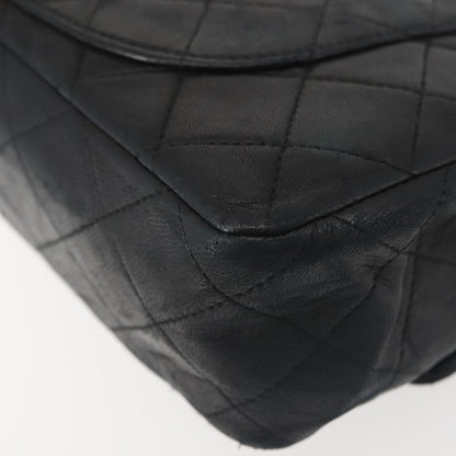 Chanel Vintage Square Classic Double Flap Bag Quilted Leather, BLACK, LEATHER, Shoulder bag