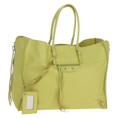Balenciaga Papier A4 Zip Around Classic Studs Leather, Yellow, Leather, Handbag