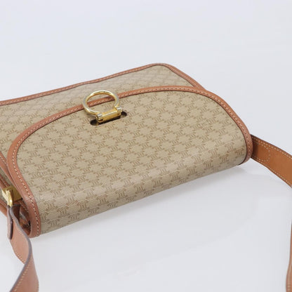 Celine Macadam Shoulder Canvas, Beige, Canvas, Crossbody Bag