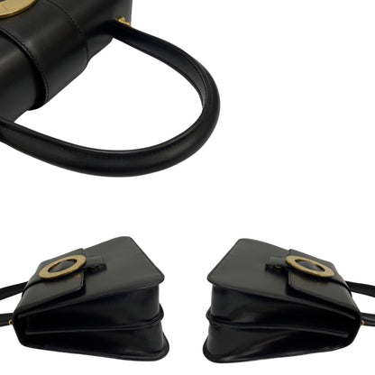 Céline Logo du cercle, Black, Leather, handbag