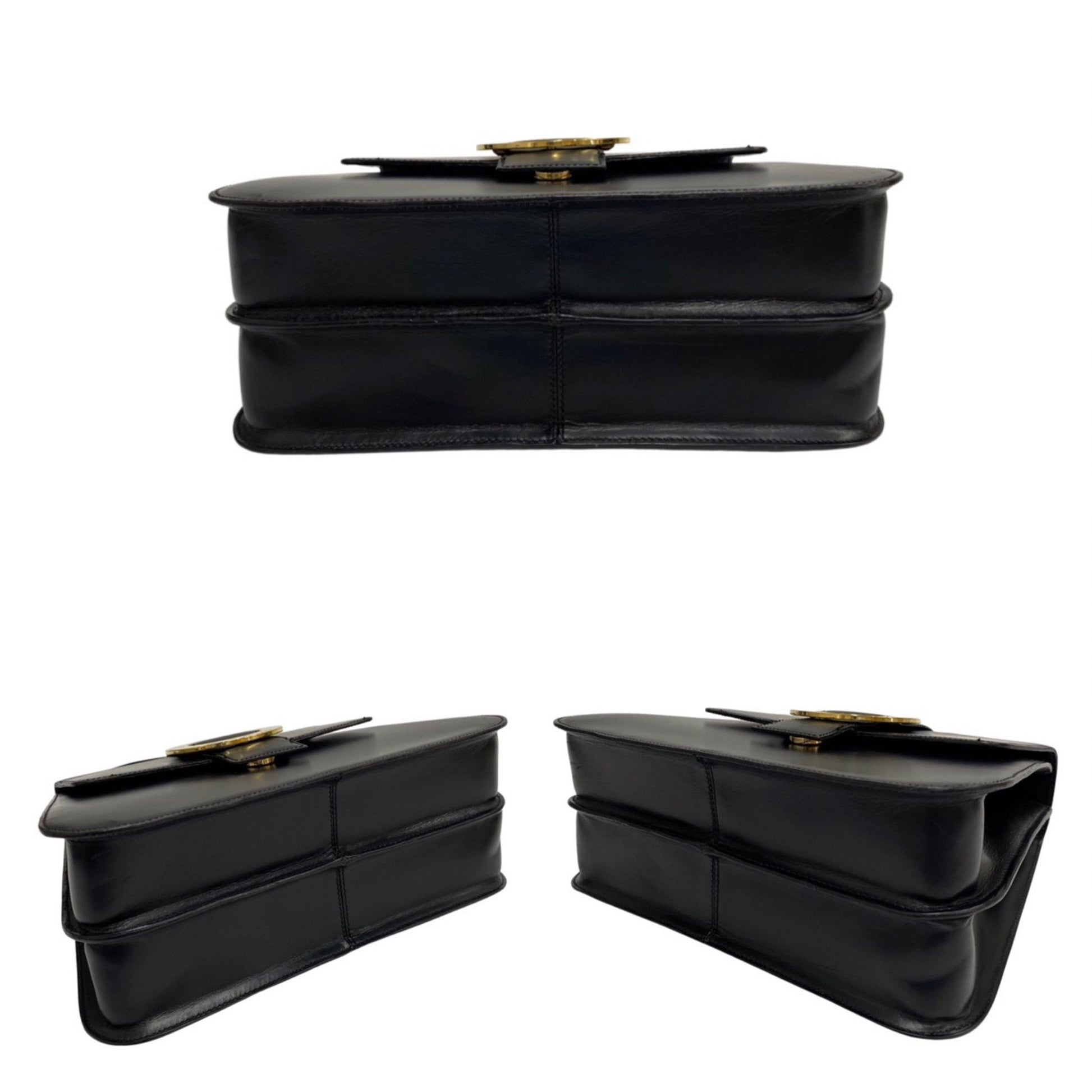 Céline Logo du cercle, Black, Leather, handbag