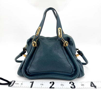 Chloe Paraty Quilted Leather, Blue, Leather, Handbag