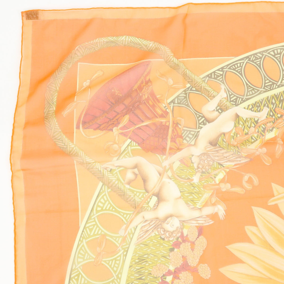 Chanel Carré 90 Silk, Orange, Silk, Scarf
