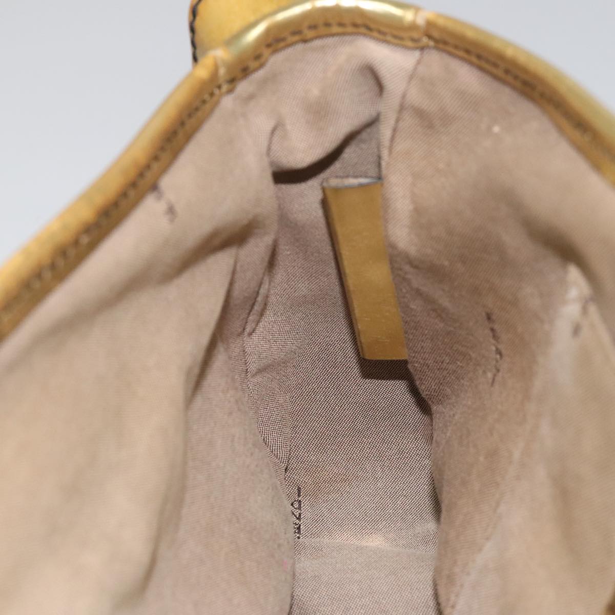 Fendi Chain Baguette Patent, Beige, Canvas, Shoulder Bag