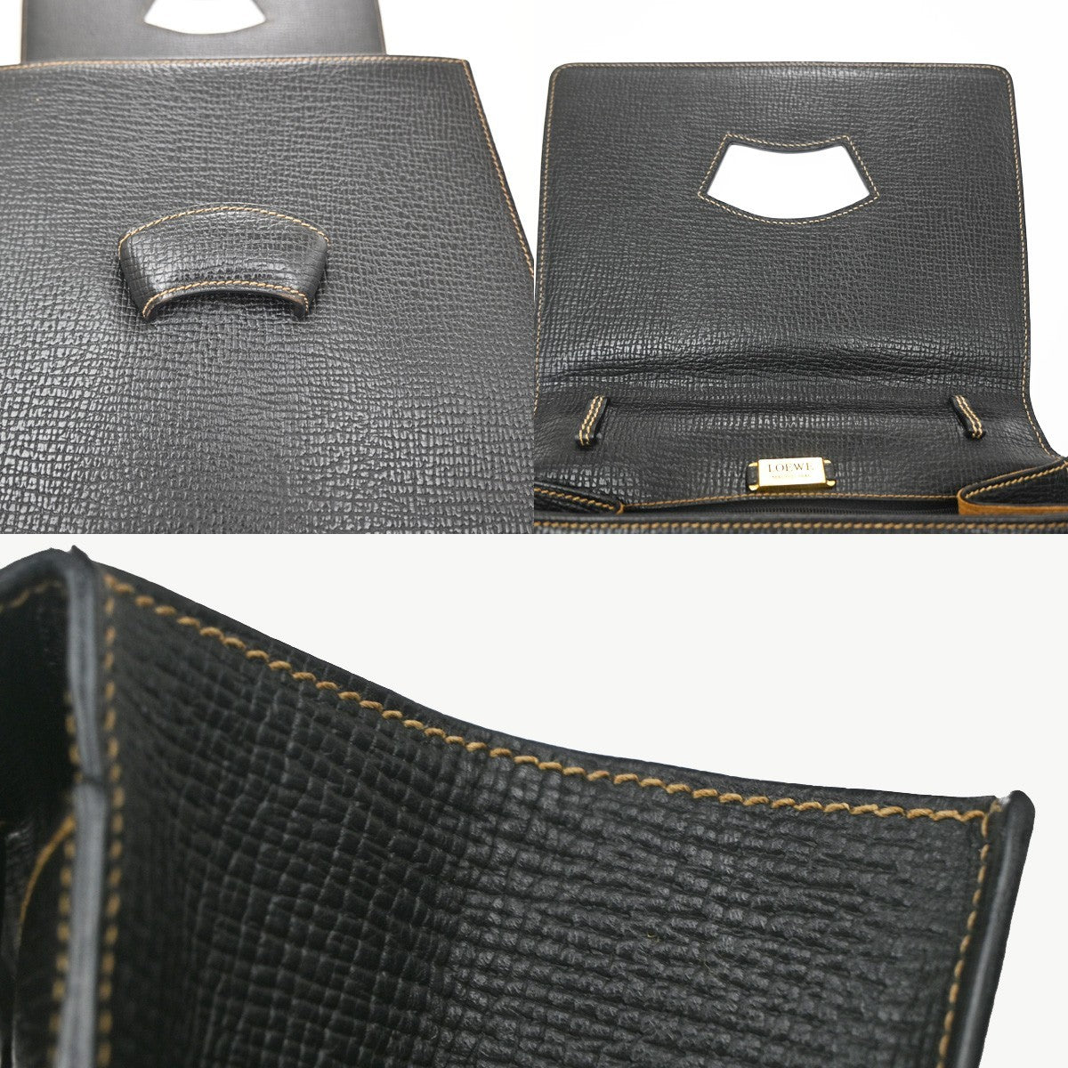 Loewe Barcelona Top Handle Leather, Black, Leather, Handbag