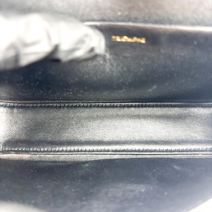 Celine Triomphe East-West Smooth Calfskin, Black, Leather, Shoulder Bag