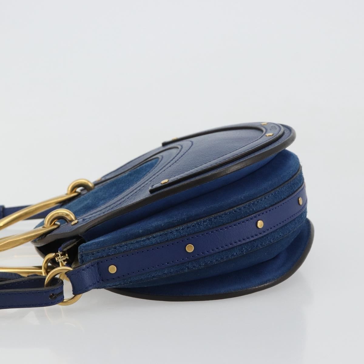 Chloe Pixie Leather and Suede, Blue, Leather, Crossbody Bag