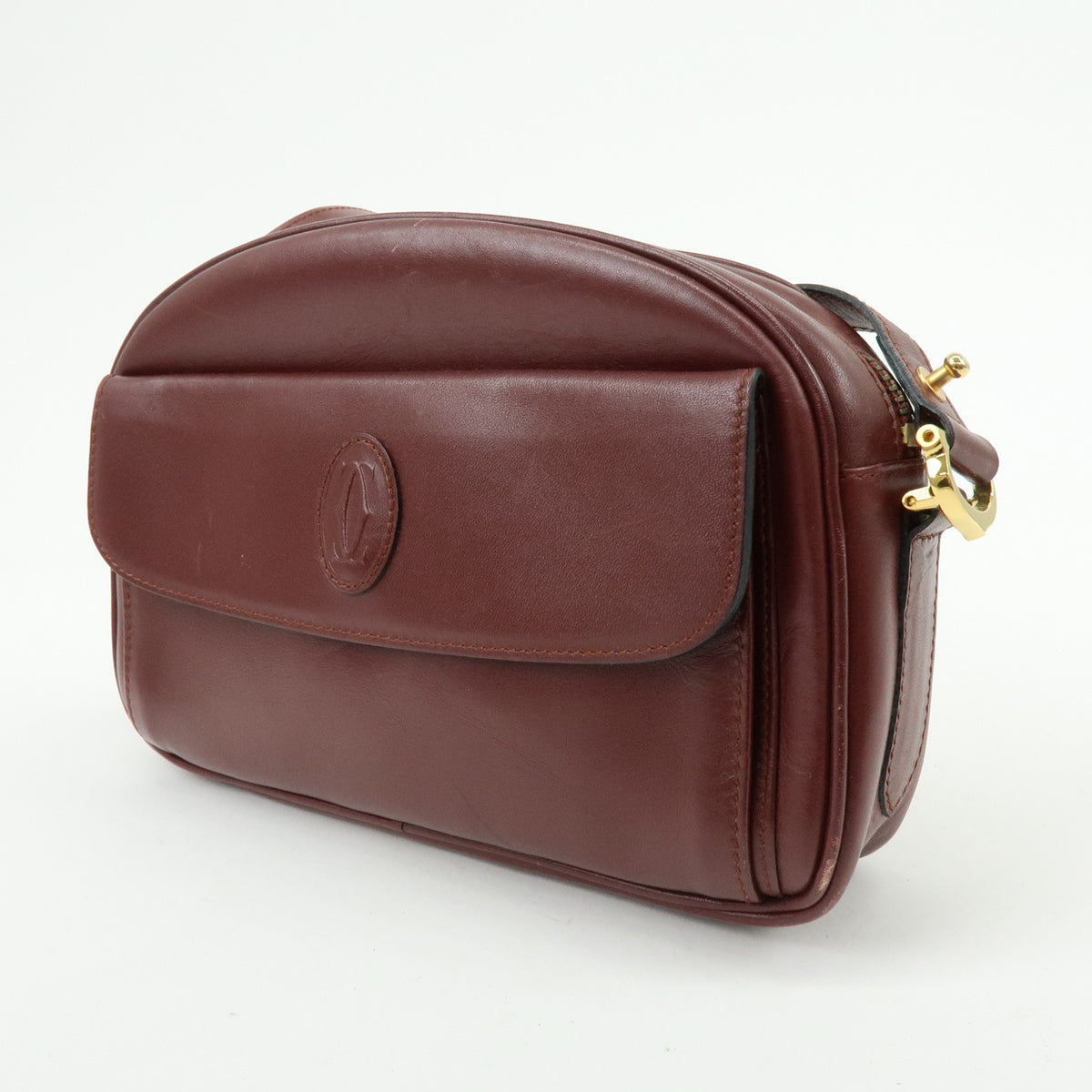 Cartier Must de Cartier Leather, Burgundy, Leather, Shoulder Bag