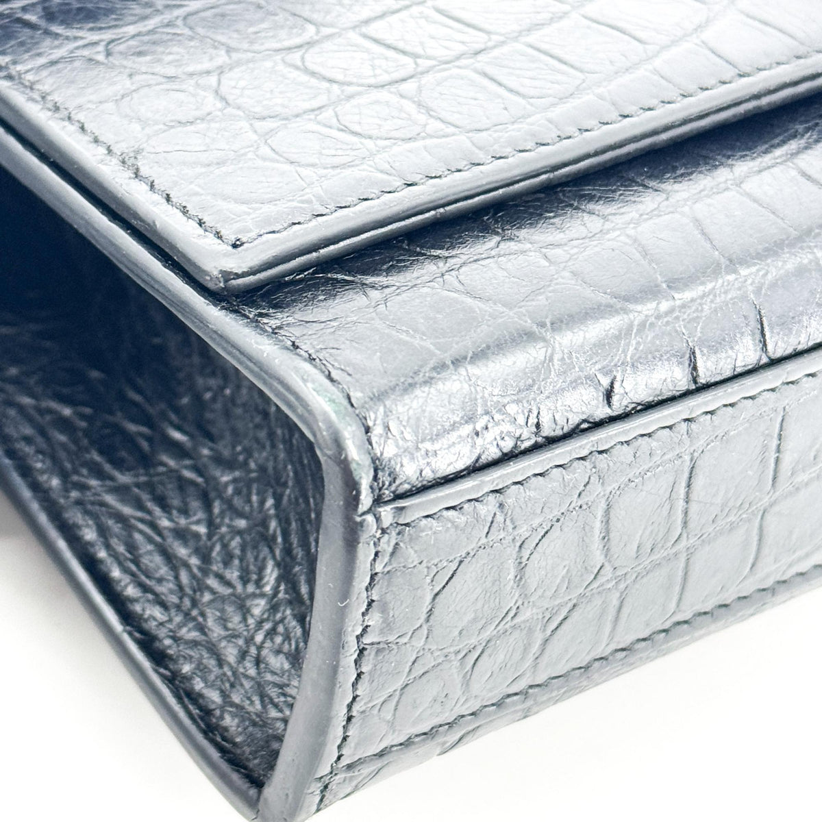 Saint Laurent Classic Monogram Tassel Crocodile Embossed Leather, Black, Leather, Crossbody Bag