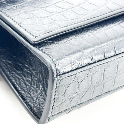 Saint Laurent Classic Monogram Tassel Crocodile Embossed Leather, Black, Leather, Crossbody Bag