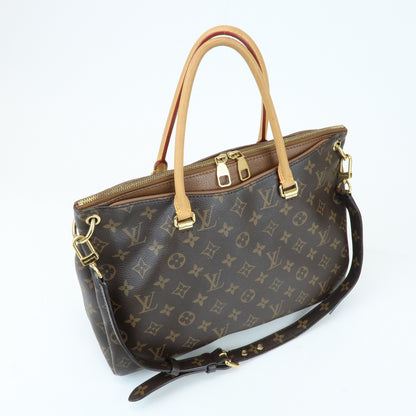 Louis Vuitton Pallas Monogram Canvas with Leather, Brown, Canvas, Tote Bag