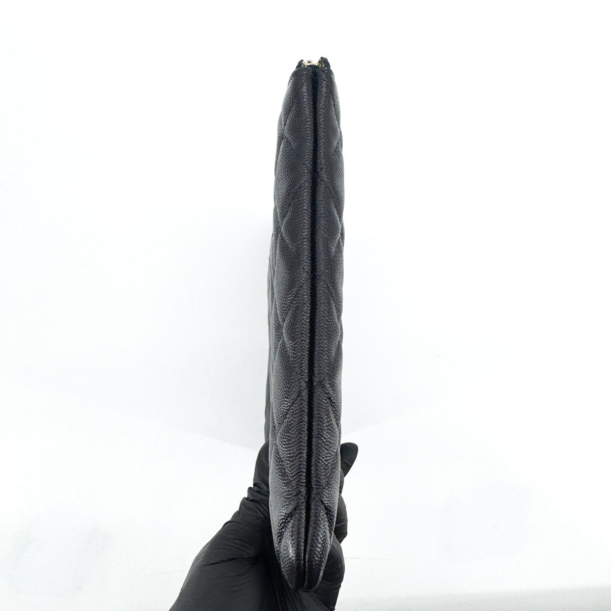 Chanel O Case Clutch Quilted Caviar, Black, Leather, Clutch