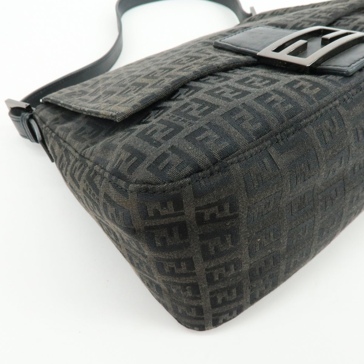 Fendi Zucchino Canvas Mamma Baguette Canvas, Black, Canvas, Shoulder Bag