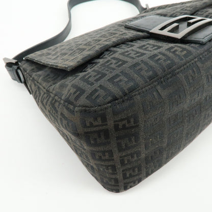 Fendi Zucchino Canvas Mamma Baguette Canvas, Black, Canvas, Shoulder Bag