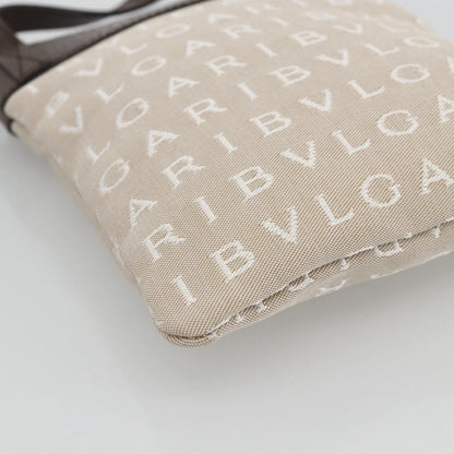 Bvlgari Logomania Canvas with Leather, Beige, Canvas, Shoulder Bag