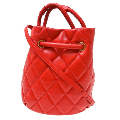 Balenciaga Touch B. Bucket Quilted Leather, Red, Leather, Handbag