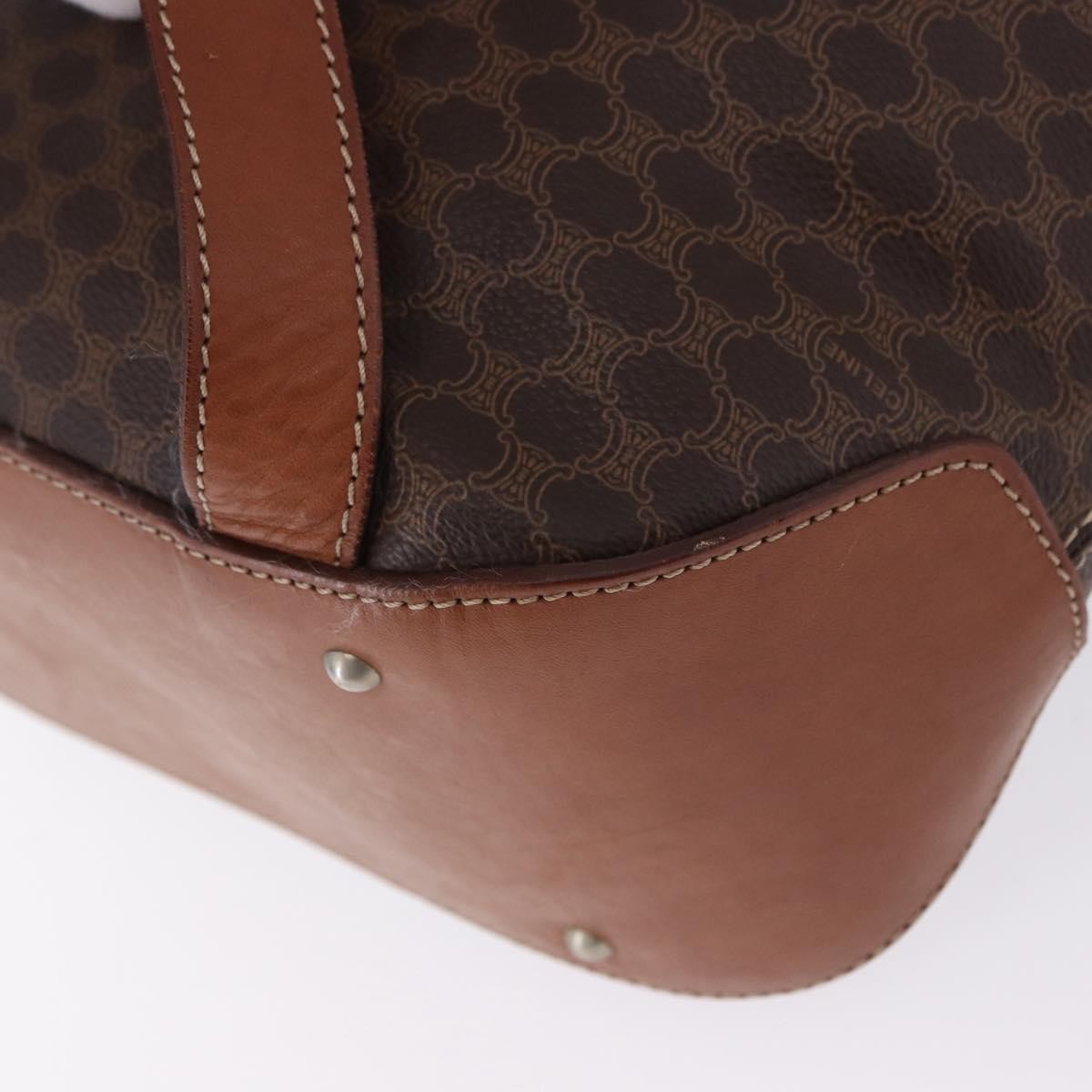 Celine Vintage Macadam Canvas, Brown, Canvas, Backpack