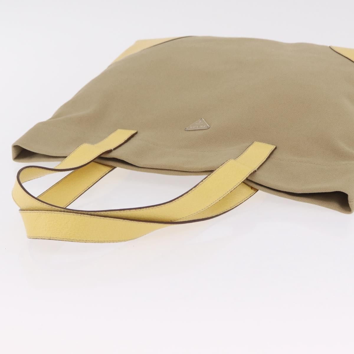 Prada Lux Convertible Open Tote Canvas and leather, Beige, Canvas, Tote Bag