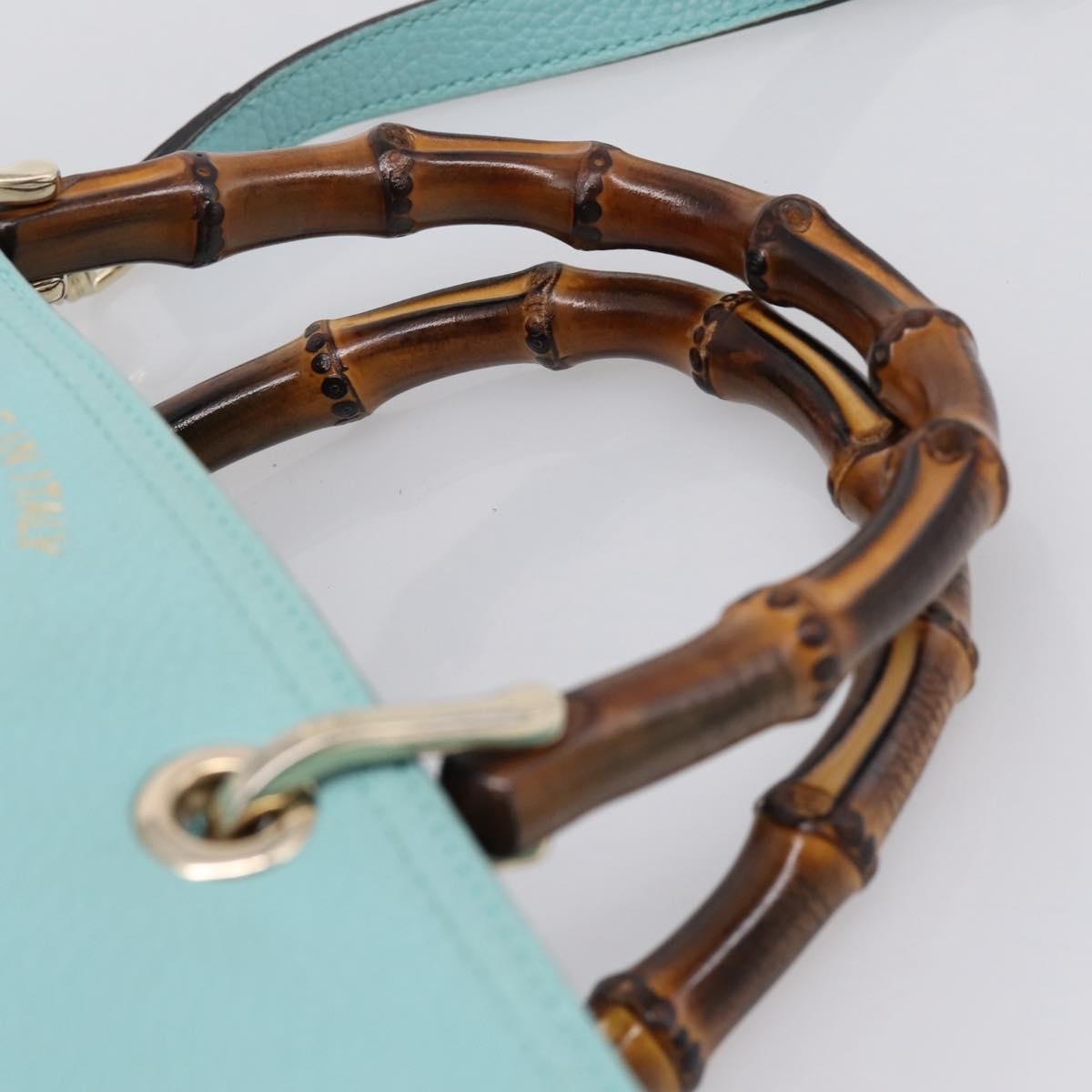 Gucci Bamboo Shopper Leather, Blue, Leather, Tote Bag