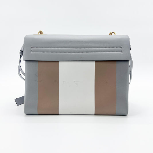 Valentino Garavani VRing Leather, Gray, Calfskin, Shoulder Bag