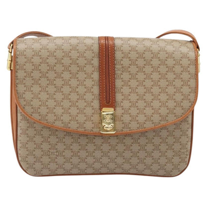 Celine Vintage Macadam Canvas and Leather, Beige, Canvas, Shoulder Bag
