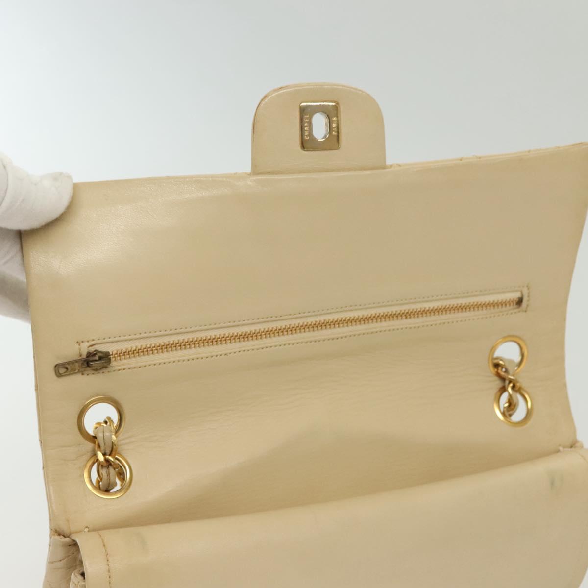 Chanel Vintage Square Classic Double Flap Bag Quilted Leather, BEIGE, LEATHER, Shoulder bag