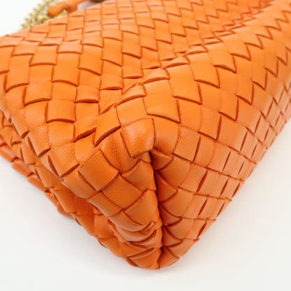 Bottega Veneta Olimpia Intrecciato Nappa, Orange, Leather, Crossbody Bag