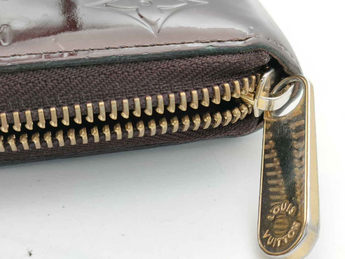 Louis Vuitton Zippy Monogram Vernis, Burgundy, Patent Leather, Wallet