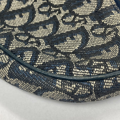 Christian Dior Vintage Saddle Diorissimo Canvas, Navy, Canvas, Handbag