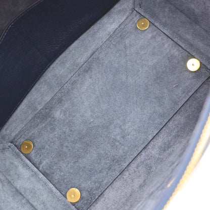 Celine Belt Textured Leather, Blue, Leather, Handbag