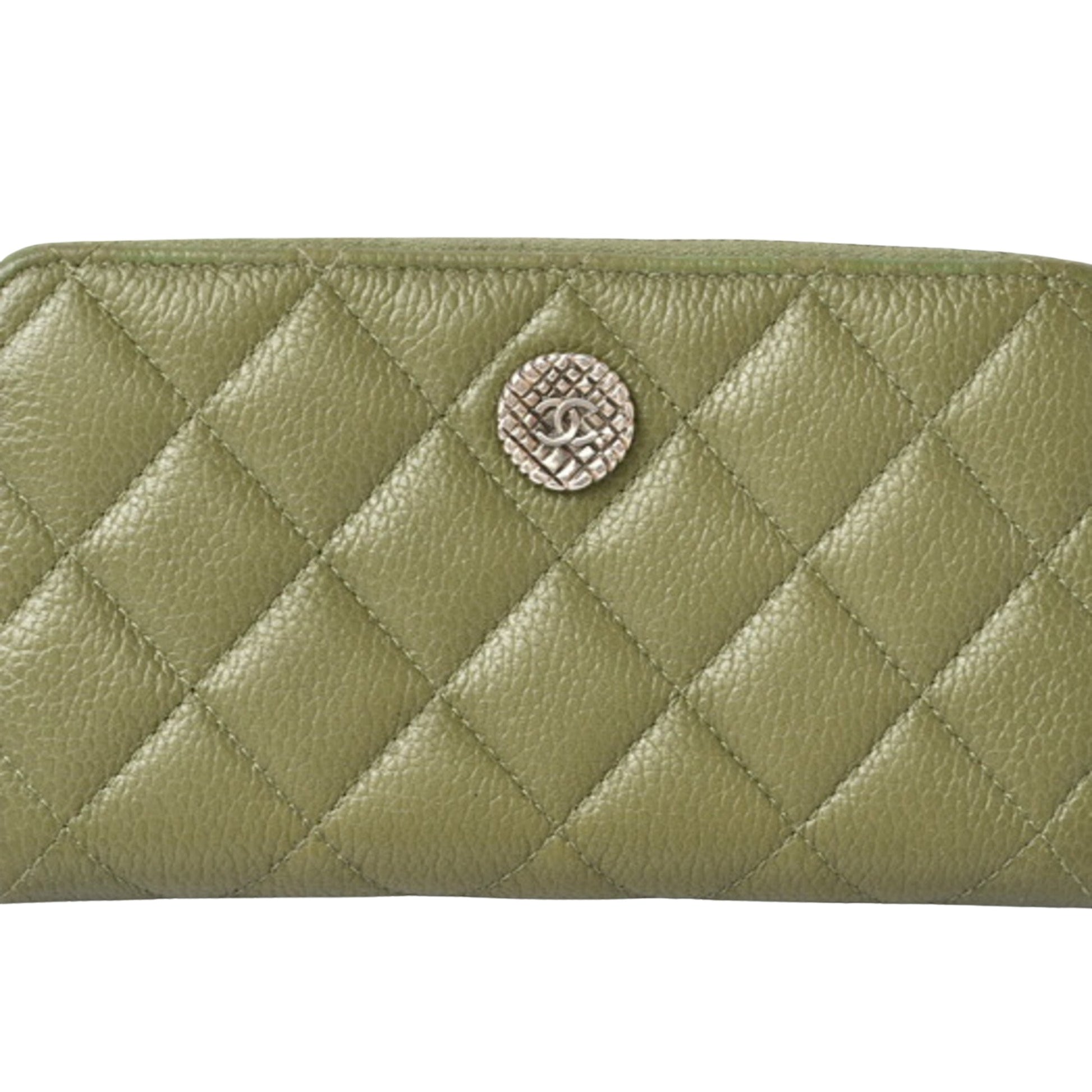 Chanel Matelassé, Green, Leather, wallet