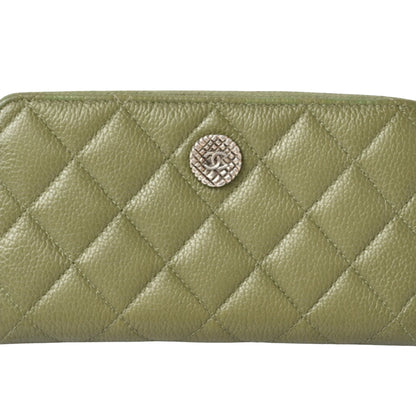 Chanel Matelassé, Green, Leather, wallet