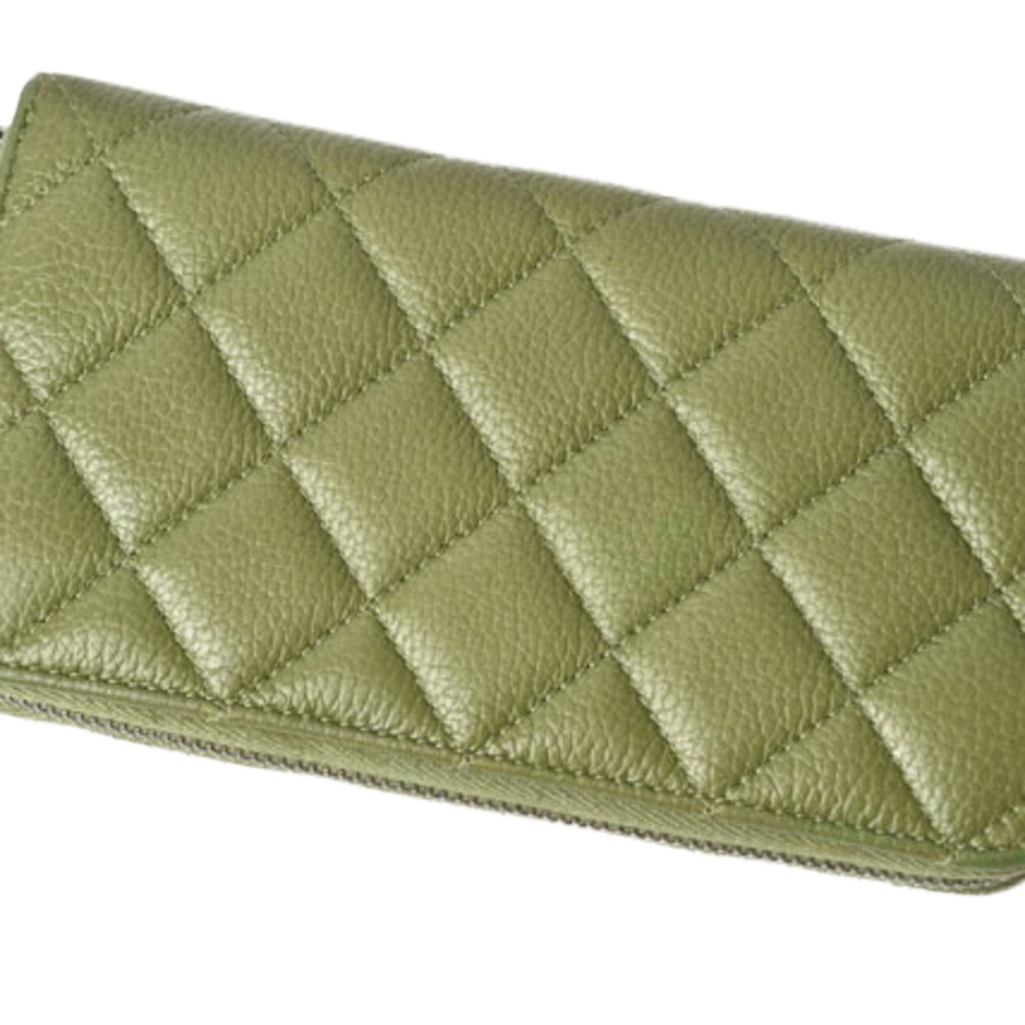 Chanel Matelassé, Green, Leather, wallet
