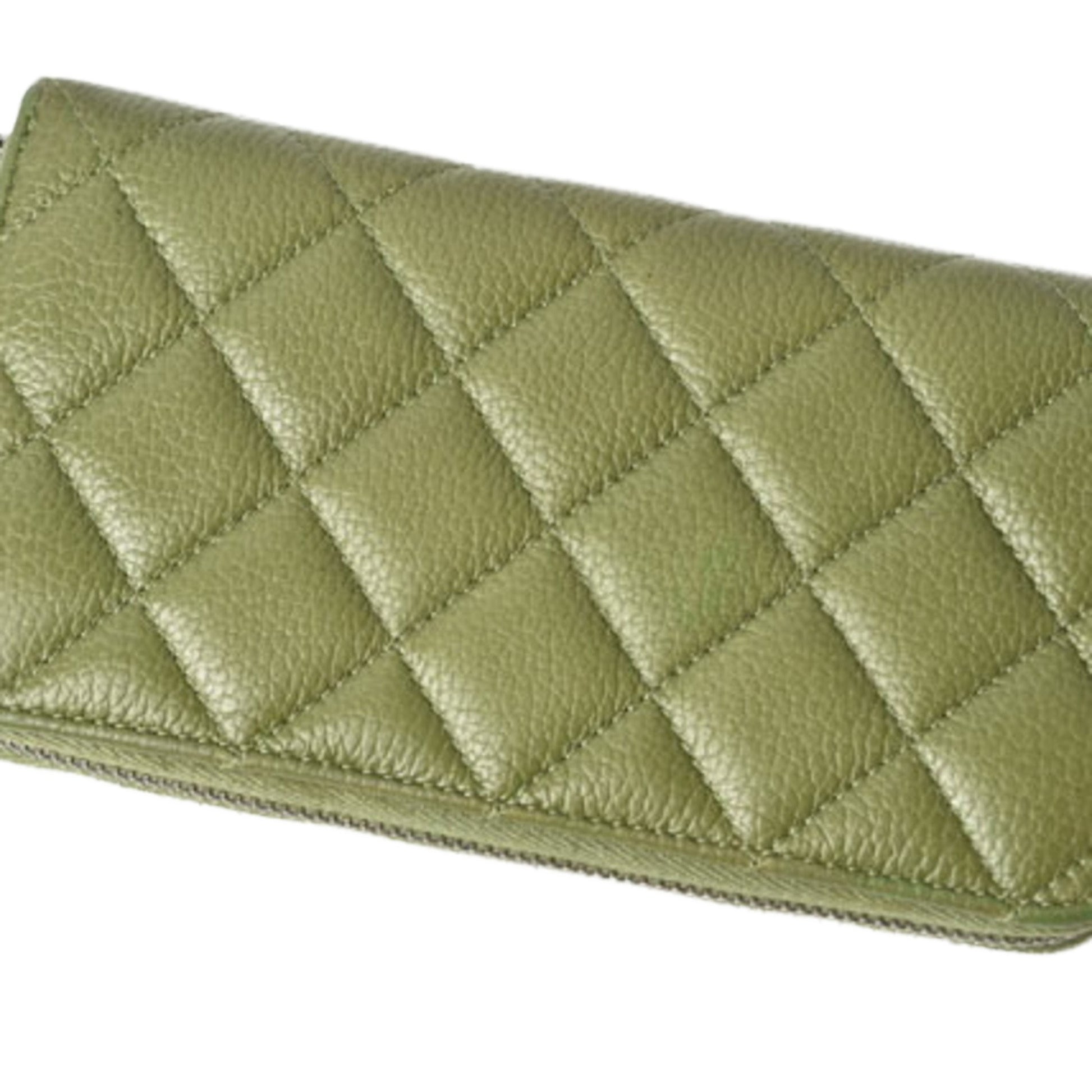 Chanel Matelassé, Green, Leather, wallet
