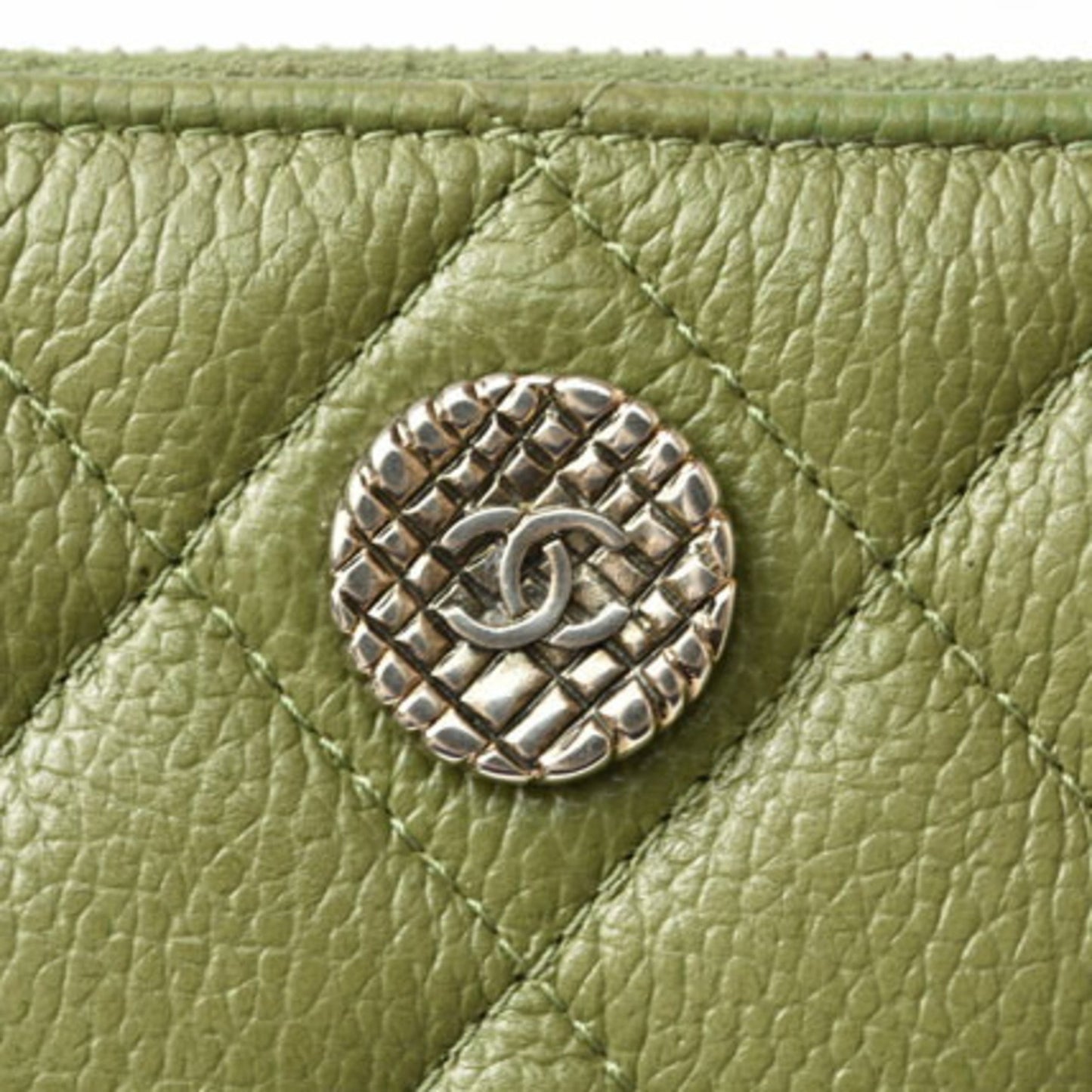 Chanel Matelassé, Green, Leather, wallet