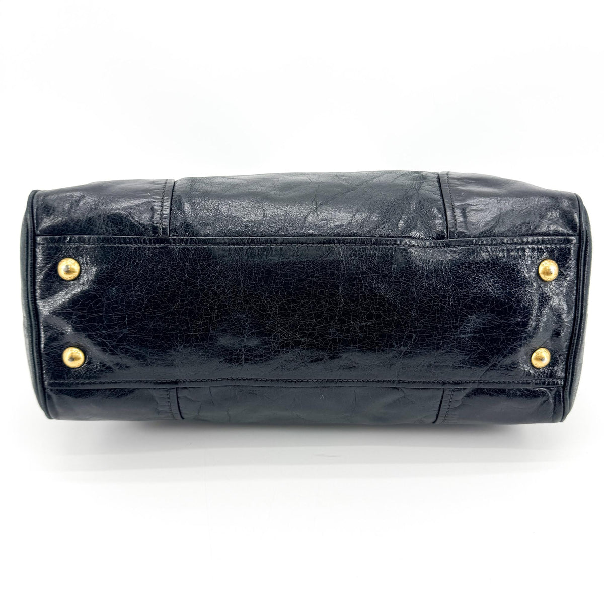 Prada Convertible Boston Vitello Shine, Black, Leather, Handbag
