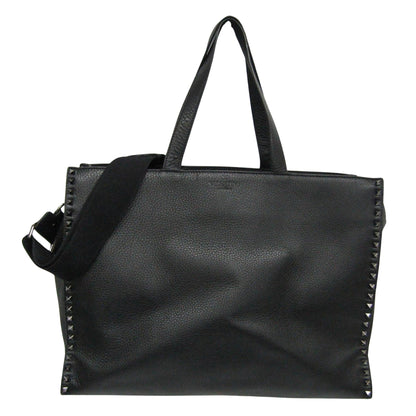 Valentino Garavani Lock, Black, Leather, handbag