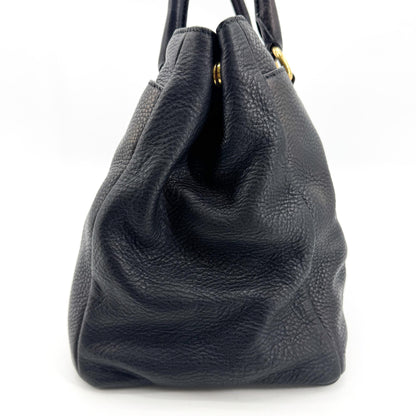 Prada Convertible Open Leather, Black, Leather, Tote Bag