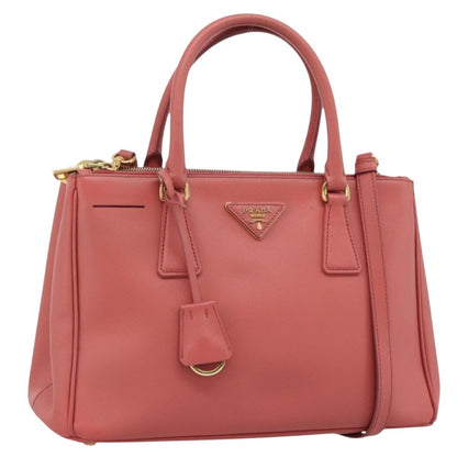Prada Galleria Double Zip Saffiano Leather, Pink, Leather, Tote Bag