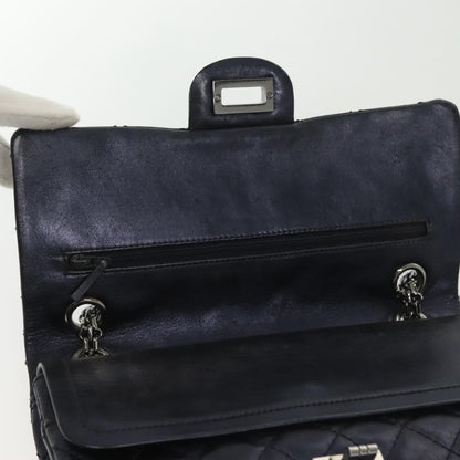Chanel Hybrid Reissue Double Flap Bag Quilted Lambskin, NAVY, LEATHER, Shoulder bag