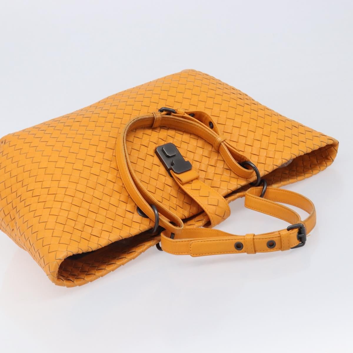Bottega Veneta Capri Intrecciato Nappa, Orange, Leather, Tote Bag