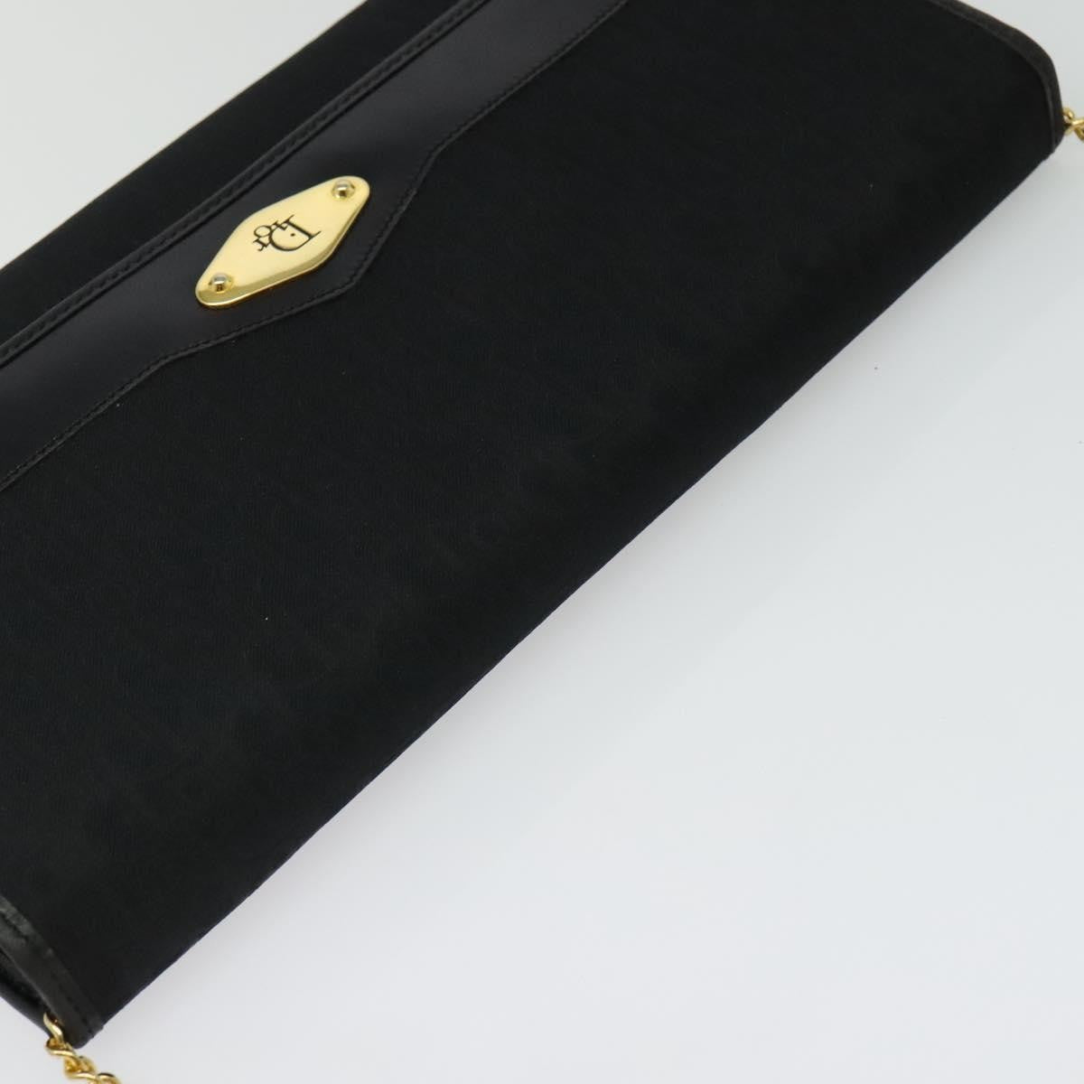 Christian Dior Vintage Trotteur Chain Canvas, Black, Canvas, Shoulder Bag