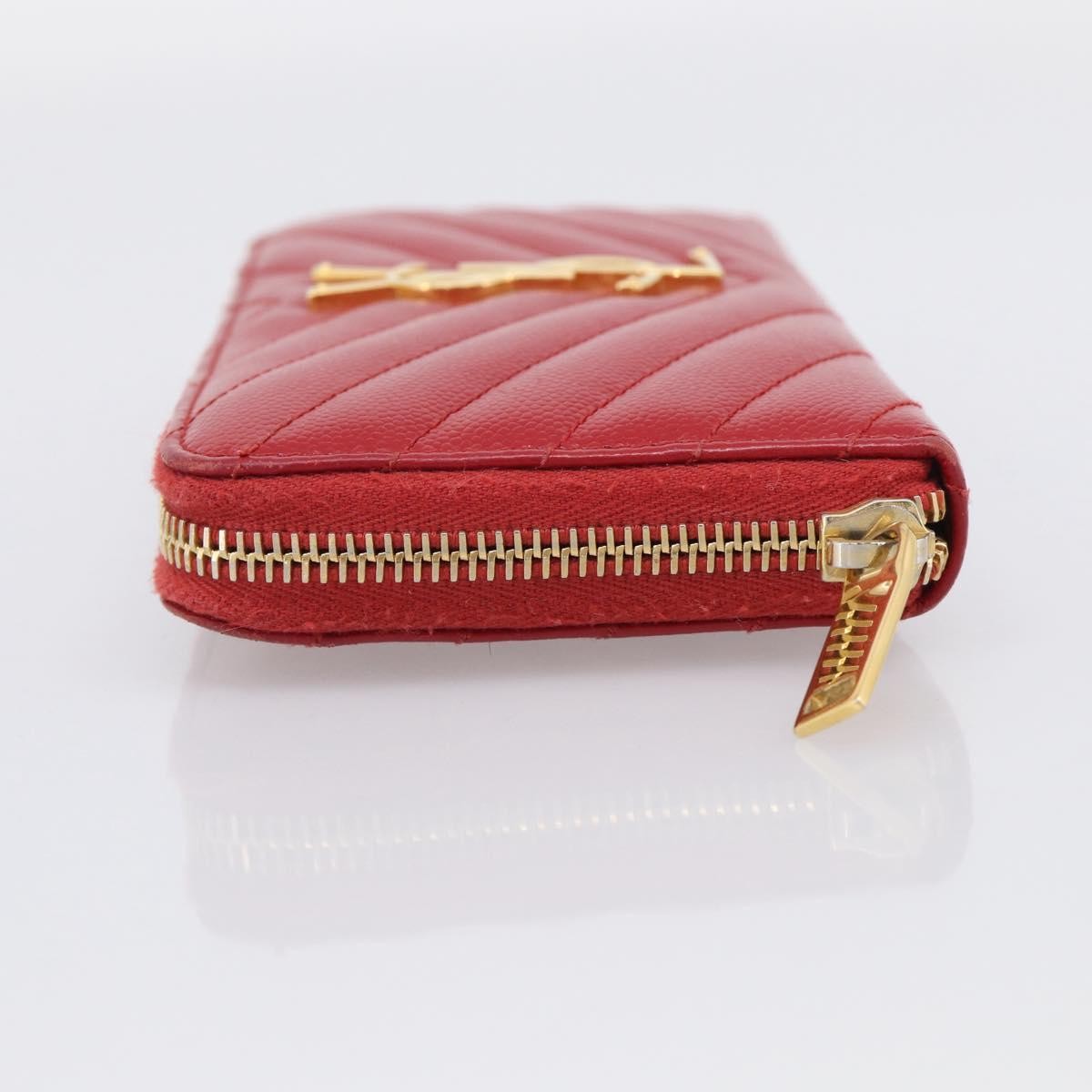 Saint Laurent Loulou Zip Around Matelasse Chevron Leather, Red, Leather, Wallet