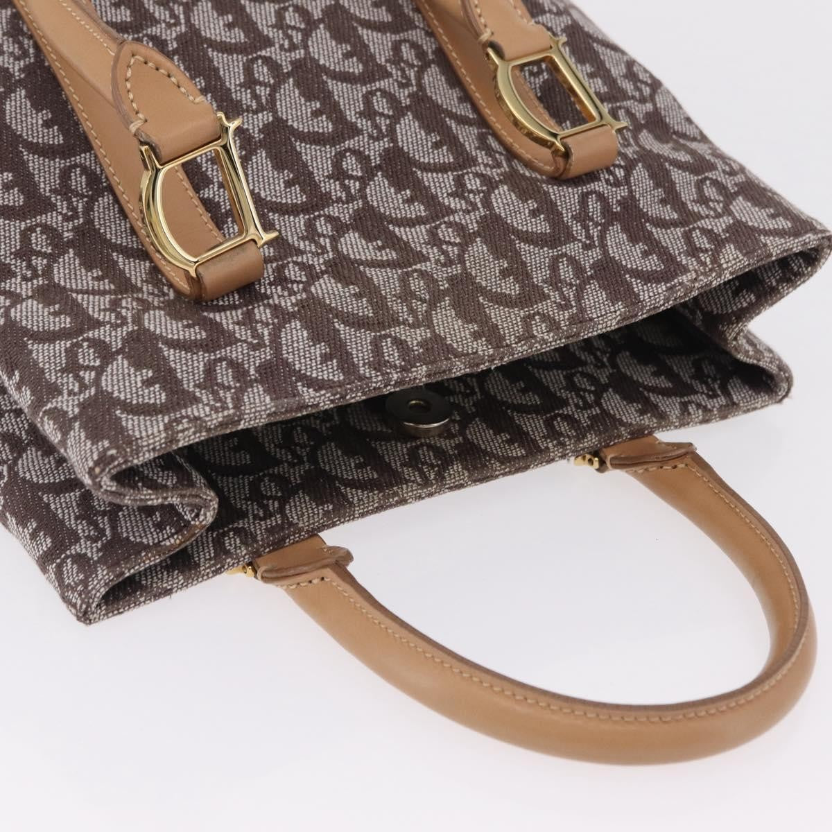 Christian Dior Vintage Open Diorissimo Canvas, Brown, Canvas, Tote Bag