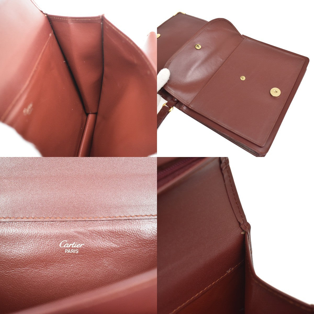 Cartier Must de Cartier Clutch Leather, Burgundy, Leather, Clutch