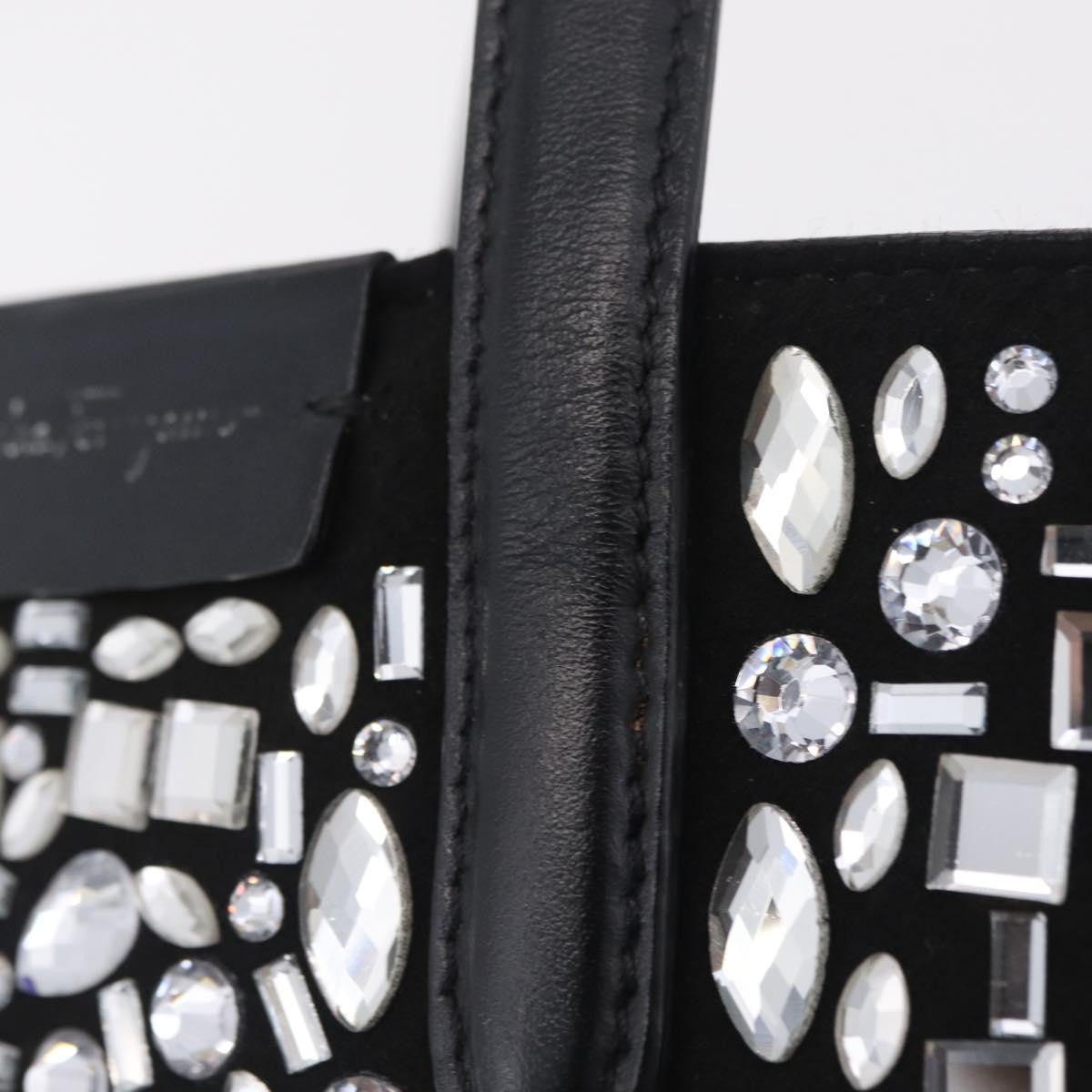 Salvatore Ferragamo Convertible Crystal Embellished Leather, Black, Leather, Tote Bag