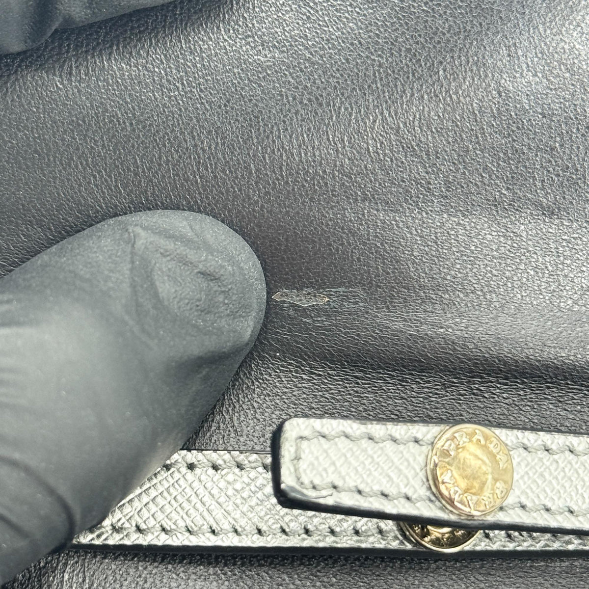 Prada Wallet on Strap Saffiano Leather, Silver, Leather, Crossbody Bag