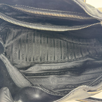 Prada Shoulder Bag Leather, Black, Nylon, Shoulder Bag